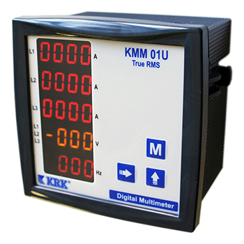 Амперметр, вольтметр, частотомер цифровой KMM 01U 96x96, 0-9999 А, 0-500 В 3ф, 30-70 Гц, 5 дисплеев