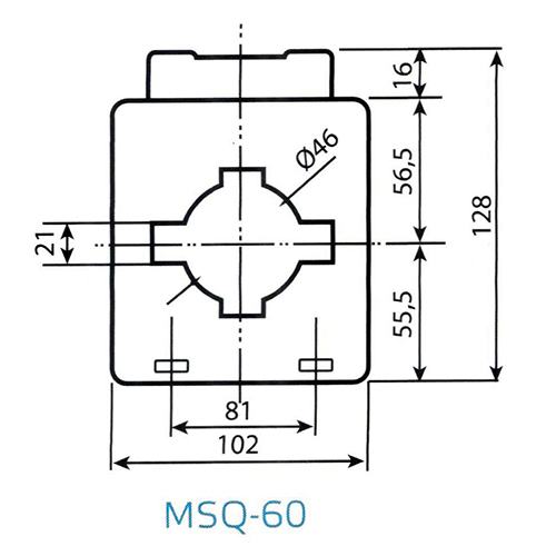 Габаритные размеры трансформатора тока MSQ-60