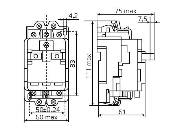 Габаритные размеры автомата защиты двигателя в корпусе серии М611