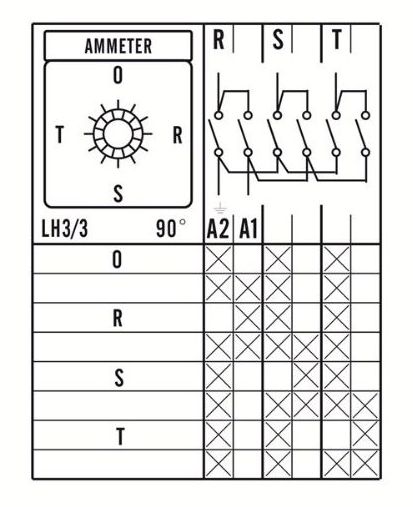 Схема подключения переключателя амперметра галетного LW26-20