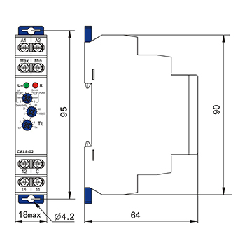 Реле контроля уровня жидкости CAL8-01, AC/DC 24-240V, 10A