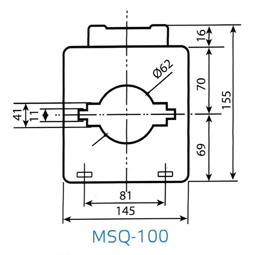 Габаритные размеры трансформатора тока MSQ-100