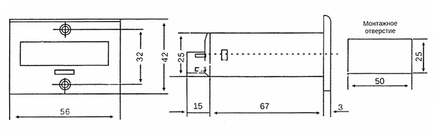 Габаритные размеры электронного счетчика импульсов JDM11-6H