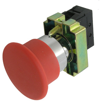 Кнопка XB2-BC42, "грибок", б/фикс, металл. осн., красная, 1НЗ контакт