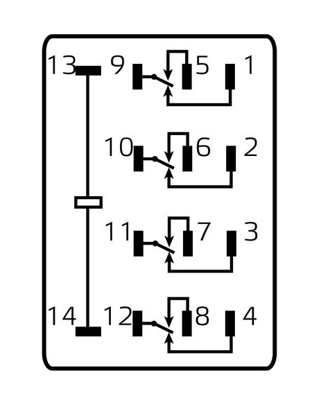 Схема реле серии LY4, 10А