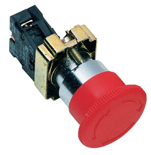 Кнопка XB2-BS542, "грибок", с фикс, металл. осн, красная, 1НЗ контакт